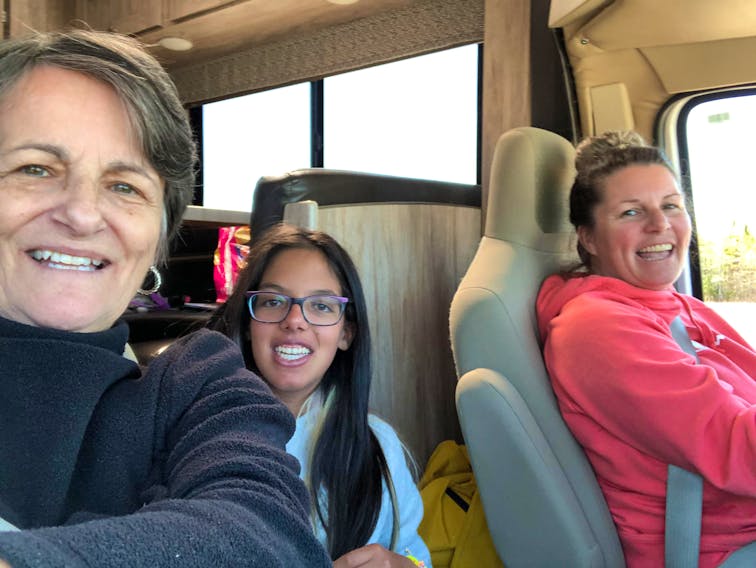 From left: Judy Robichaud, Tahlia Ali and Lisa Ali in the RV they drove to Toronto to wait for Tahlia's double-lung transplant.