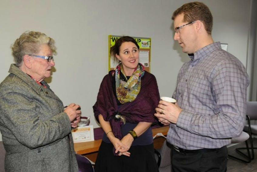 <span class="occurence">Home Instead</span><span>&nbsp;Senior Care opened its first Summerside office on Thursday. To celebrate, the homecare company held an open house for staff and clients. Chatting among the visitors were, from left, Marilla Millar, Heather Blouin, community services representative, and franchisee David McMillan.</span>