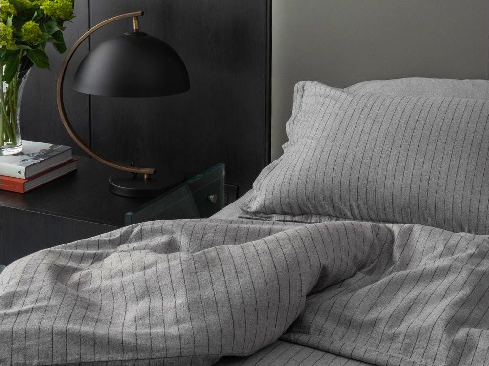 Neutral deep grey sheets complement many existing bedding accessory colours in comforters, pillows and throws.   