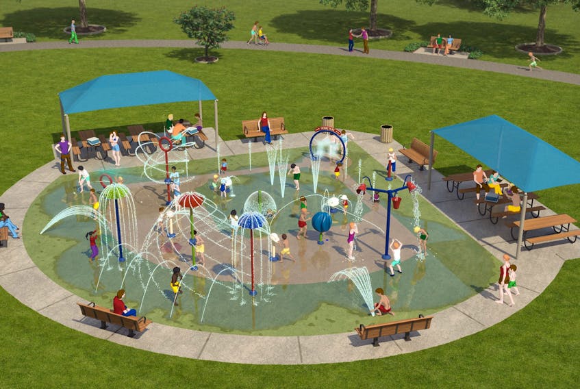 The proposed baseball-themed splash pad for the Hawks Dream Field in Dominion. CONTRIBUTED