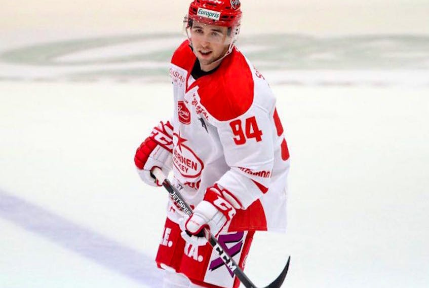 Kyle Farrell of Howie Centre completed his first year of professional hockey in Norway in March after the season was cut short due to the COVID-19 pandemic. Farrell finished the year fourth in points (36) for Stjernen Hockey. CONTRIBUTED
