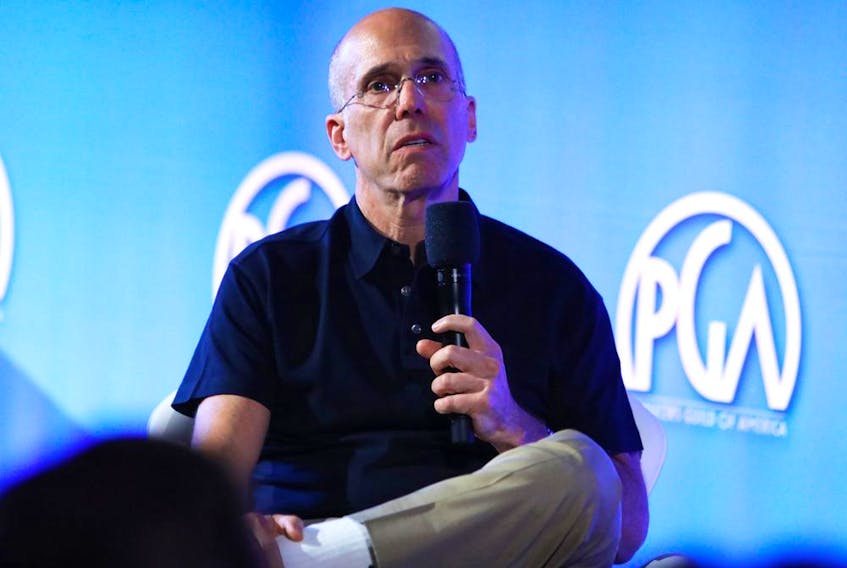  Jeffrey Katzenberg speaks onstage during Producers Guild Of America's 11th Annual Produced By Conference at Warner Bros. Studios on June 8.