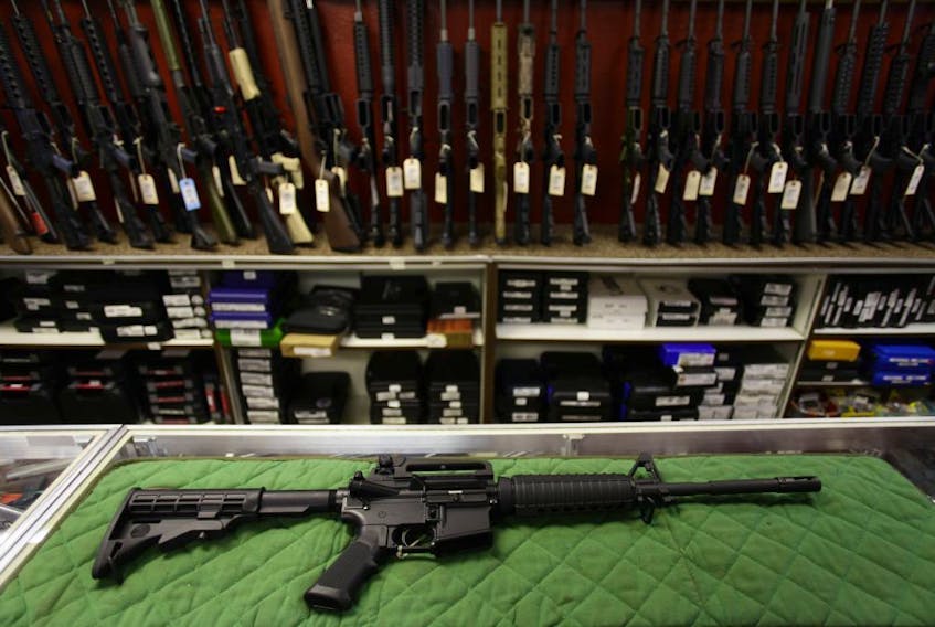  An AR-15 rifle on display at a sporting goods store in Colorado. (Joshua Lott/Getty Images)