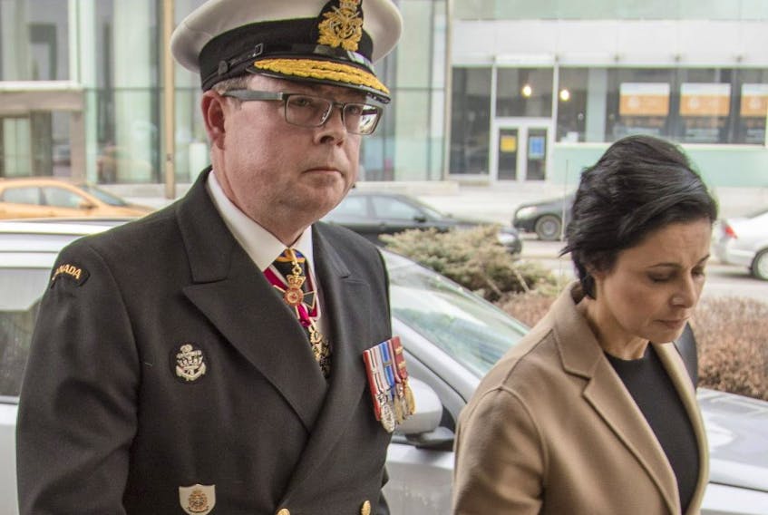 Vice Admiral Mark Norman arrives to an Ottawa court with his lawyer, Marie Henein, for his first appearance after being charged with one count of breach of trust. 