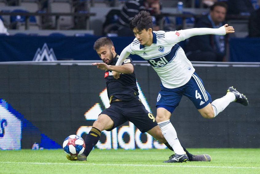 Vancouver Whitecaps' Jake Nerwinski recorded his first assist in more than a year in Tuesday's 1-1 preseason game against the Columbus Crew in San Diego. 