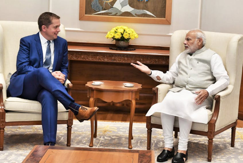  Conservative Leader Andrew Scheer with Indian Prime Minister Narendra Modi.