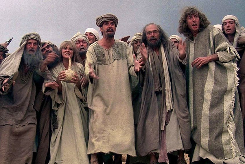  John Cleese, Eric Idle, Michael Palin, and Gwen Taylor in Life of Brian (1979).
