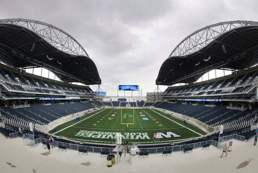 Blue Bombers' home, IG Field, is seen prior to the first day of rookie training camp in Winnipeg. 