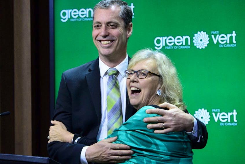  While sitting Green MPs Elizabeth May (left) and Paul Manly were nominated to run again by acclamation, almost half of Green nominations in B.C. are contested.
