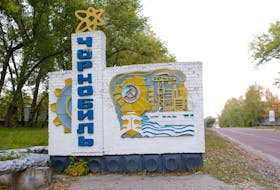 The sign for the town of Chornobyl, Ukraine, not far from the power plant where the world's worst nuclear disaster occurred in 1986. (Chris Doucette/Toronto Sun/Postmedia Network)