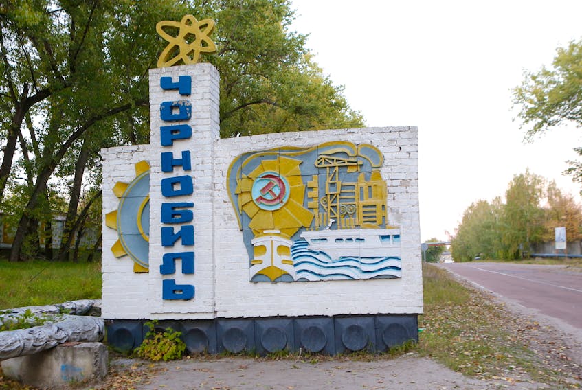 The sign for the town of Chornobyl, Ukraine, not far from the power plant where the world's worst nuclear disaster occurred in 1986. (Chris Doucette/Toronto Sun/Postmedia Network)