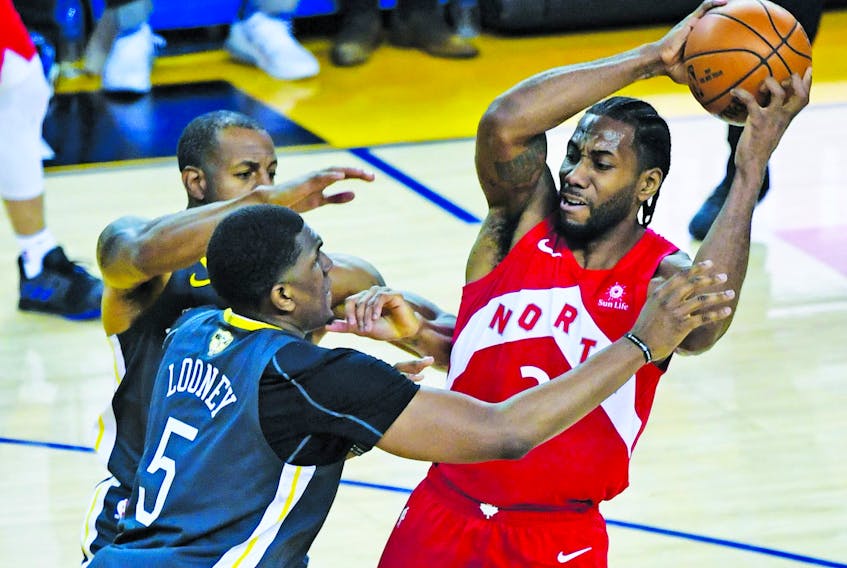 Despite being double- and sometimes triple-teamed, Raptors’ Kawhi Leonard leads all NBA playoff performers in 10 different statistical categories, putting him at the  rarefied level of Michael Jordan and LeBron James. (Photo by Thearon W. Henderson/Getty Images)
