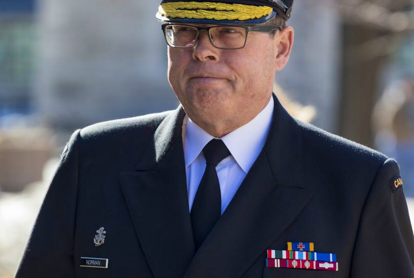 Vice Admiral Mark Norman arrives at the Ottawa Courthouse on on April 17, 2019.