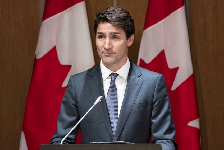  Prime Minister Justin Trudeau pauses as he responds to a question on racism during a news conference outside Rideau Cottage in Ottawa on June 2, 2020.