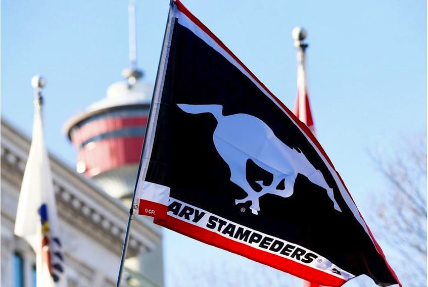 Thousands of fans turned out for a rally celebrating the Calgary Stampeders victory in the 106th Grey Cup outside city hall in Calgary on Tuesday, Nov. 27, 2018. 