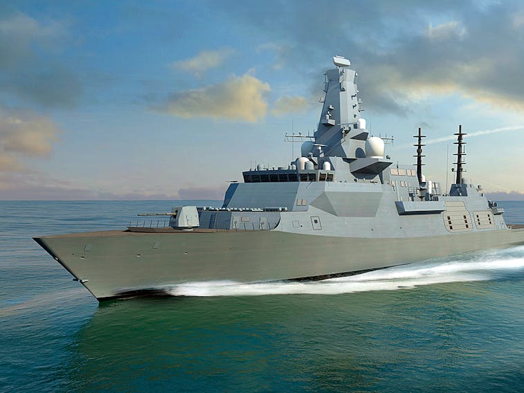 A representation of the BAE Systems Type 26 Global Combat Ship.