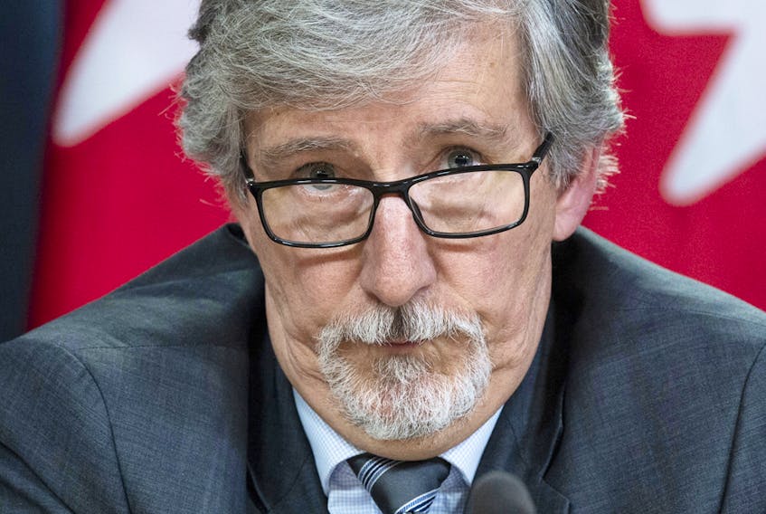 Federal Privacy Commissioner Daniel Therrien speaks during a news conference, April 25, 2019 in Ottawa.