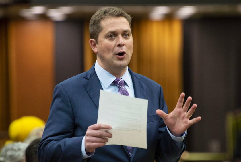 Conservative Leader Andrew Scheer speaks during a news conference about the COVID-19 pandemic, in Ottawa on March 24, 2020. 