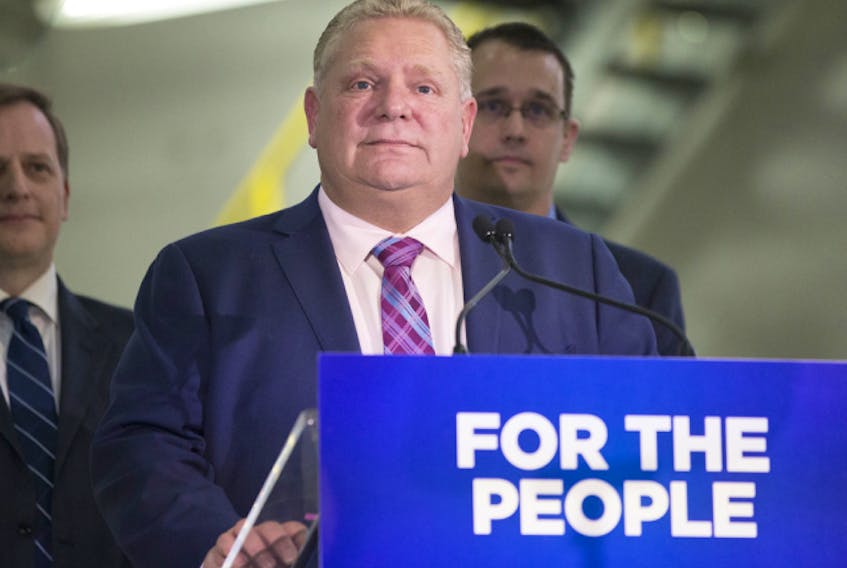 Files: Ontario Premier Doug Ford arrives for the daily COVID-19 press conference at Queen's Park in Toronto on Saturday, May 9, 2020.