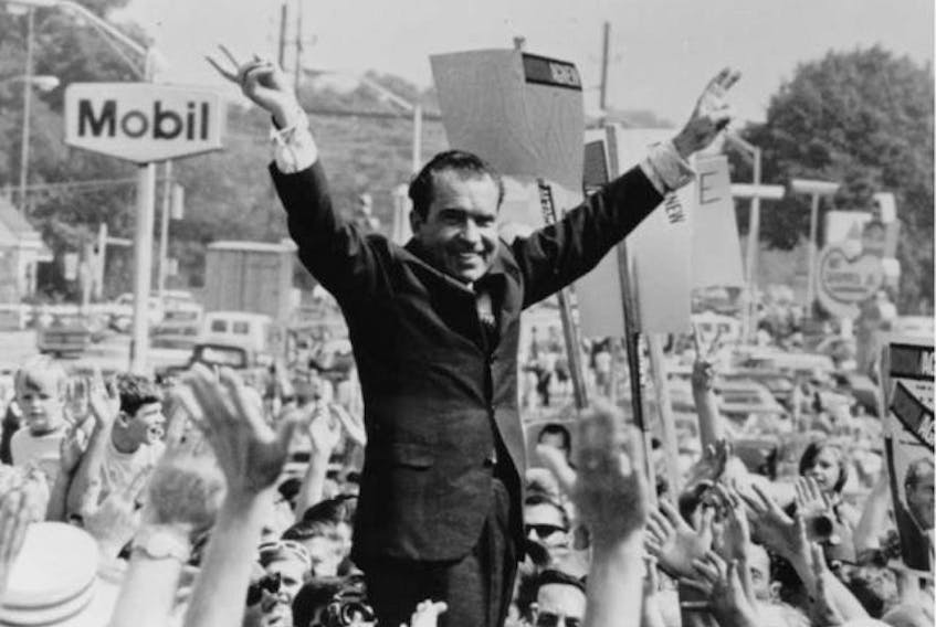  Richard Nixon campaigns in 1968.