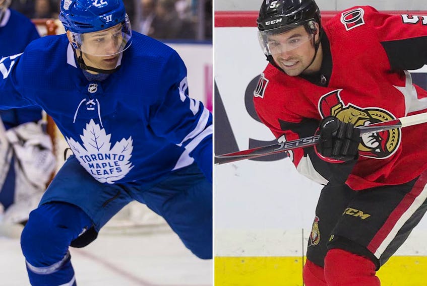  The Maple Leafs traded defenceman Nikita Zaitsev (left) for fellow blueliner Cody Ceci of the Senators in a multiplayer deal July 1, 2019.