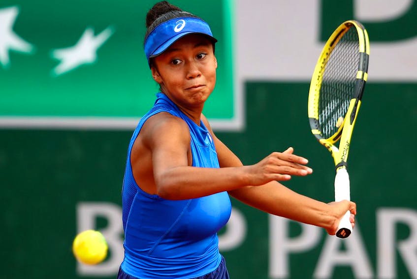 Leylah Annie Fernandez of Laval during the girls juniors singles final against Emma Navarro of the United States during Day 14 of the 2019 French Open at Roland Garros on June 8, 2019 in Paris.