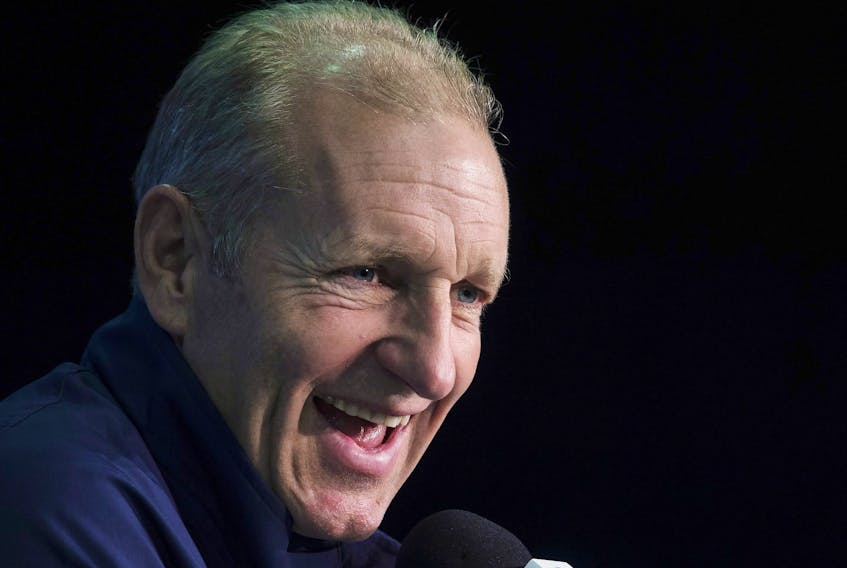 In this Sept. 28, 2016, file photo, Europe coach Ralph Krueger speaks during a news conference at the World Cup of Hockey in Toronto.