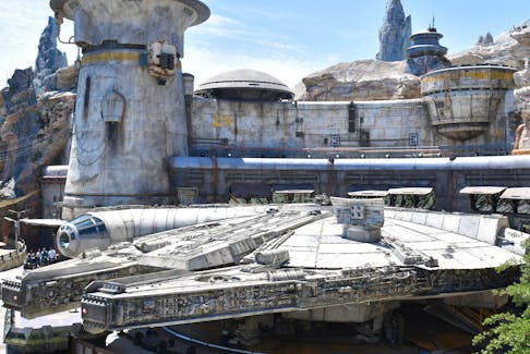 The Millennium Falcon at the Star Wars: Galaxy's Edge media preview at The Disneyland Resort at Disneyland in Anaheim, Calif.