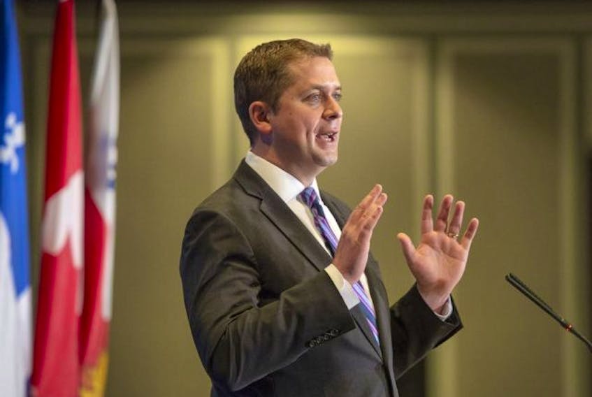 Conservative Leader Andrew Scheer addresses the Montreal Council on Foreign Relations Tuesday, May 7, 2019 in Montreal. 