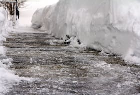 Icy sidewalk.