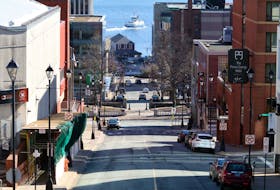 Looking down Carmichael Street on Wednesday, March 25, 2020, Halifax seems like a ghost town as most people practise social distancing and work from home.