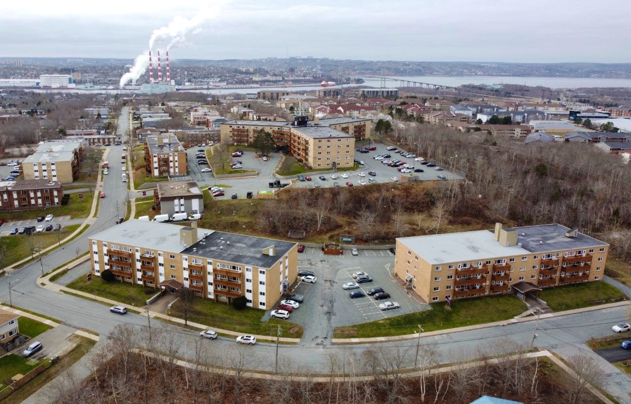 A drone's-eye view of apartment buildings in north-end Dartmouth, taken Wednesday, Nov. 25, 2020.