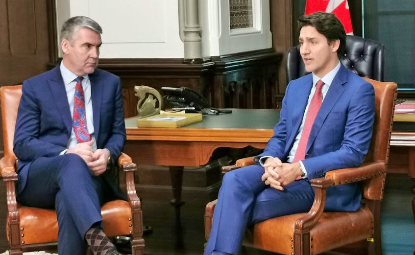 Nova Scotia Premier Stephen McNeil meets with Prime Minister Justin Trudeau in Ottawa on Tuesday, Dec. 10, 2019.