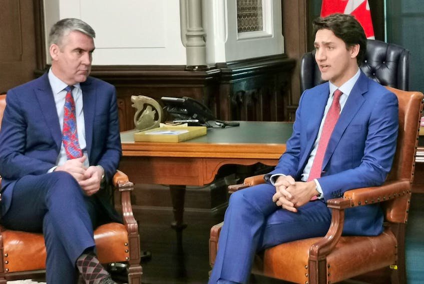 Nova Scotia Premier Stephen McNeil meets with Prime Minister Justin Trudeau in Ottawa on Tuesday, Dec. 10, 2019.
