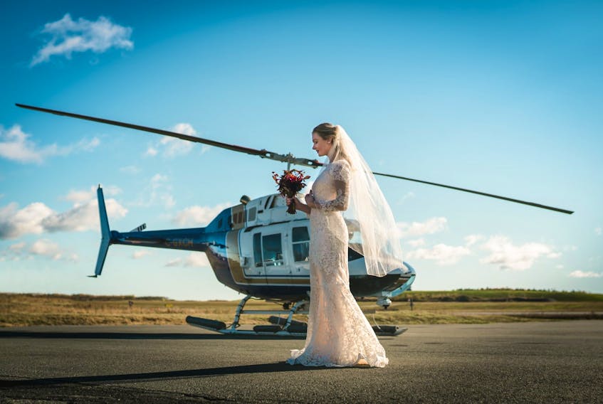 A Halifax wedding planner has teamed up with a local helicopter outfit to offer small weddings on islands off the coast of Nova Scotia. - Julia K Events via Al Masalma of Mosy Photography