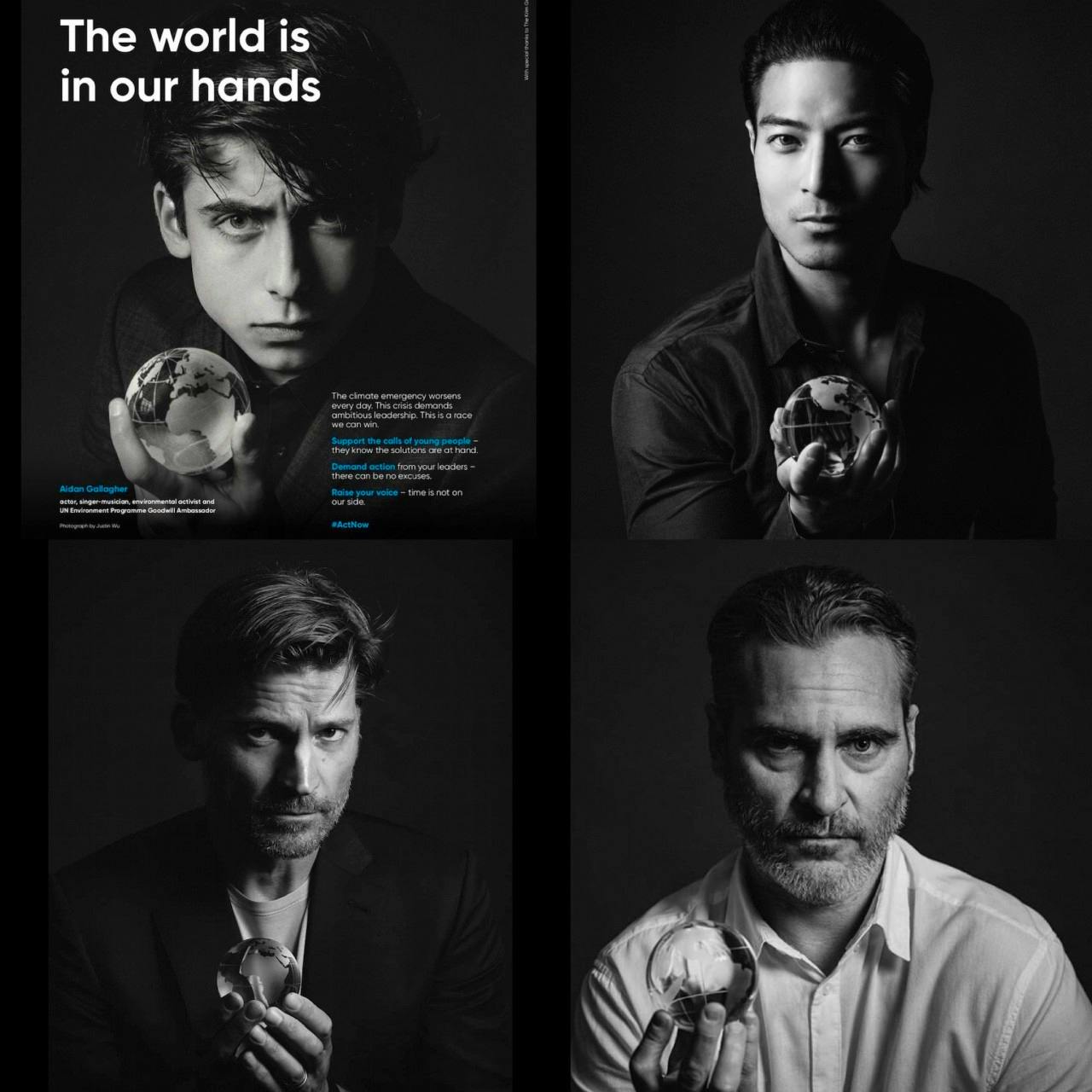 Taiwan-born, Bedford-raised actor Chase Tang, top right, is part of a high-profile United Nations environment campaign called #WorldIsInOurHands. - UN.org