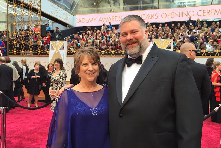 Claudette DeBlois from Eastern Passage joins her son, How to Train Your Dragon director Dean DeBlois, on the red carpet at the 2015 Academy Awards in Los Angeles. She'll be rooting for him again this year, for the third installment in the Dragon trilogy, nominated for best animated feature film.