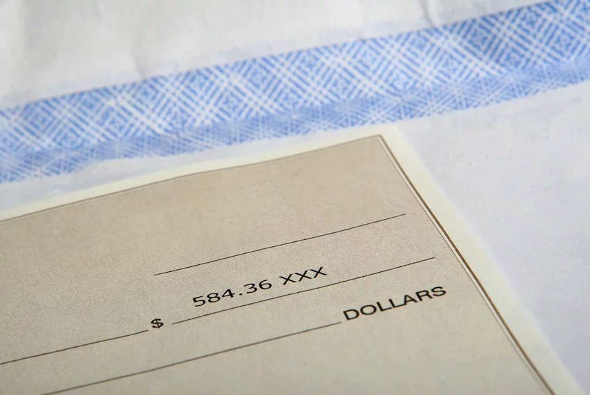 Photo of the edge of a cheque.