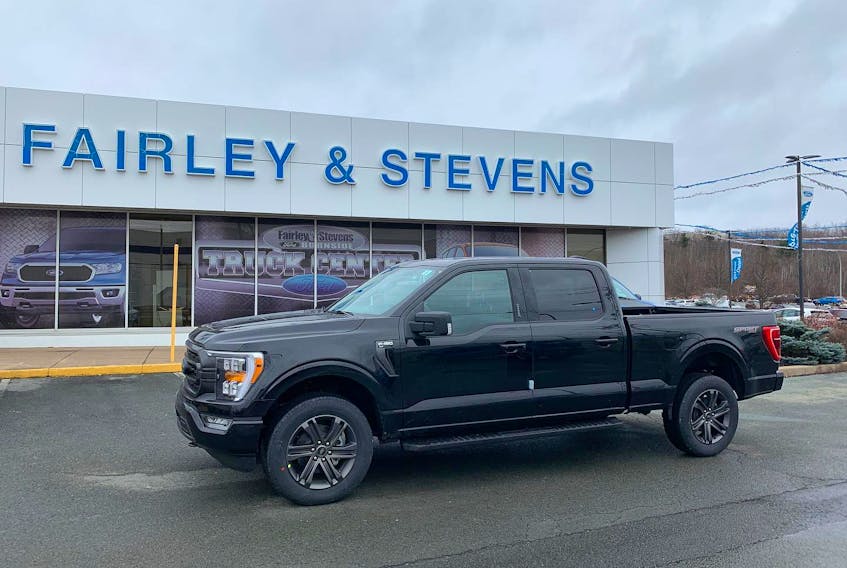 A 2021 F150 XLT pickup truck sits outside the Fairley and Stevens dealership in Dartmouth on Jan. 7, 2021. - Fairley and Stevens / Facebook
