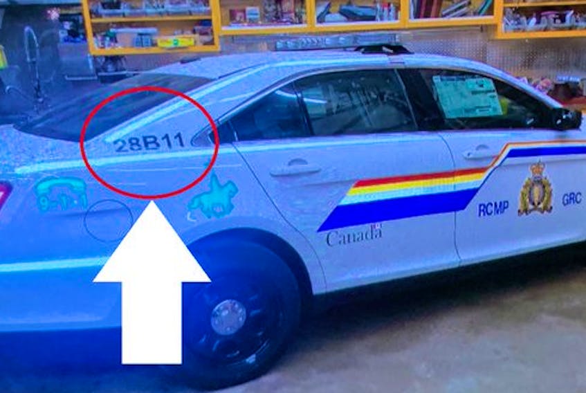 The RCMP tweeted this photo the morning of April 19, alerting the public to the fake police vehicle that they believed the Nova Scotia mass shooter was driving.