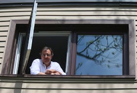 Mount Saint Vincent University professor Jonathan Roberts, who created the podcast Pandemics Past and Present, seen from the upper-floor room of his Halifax home where he creates his podcast Tuesday, May 26, 2020.