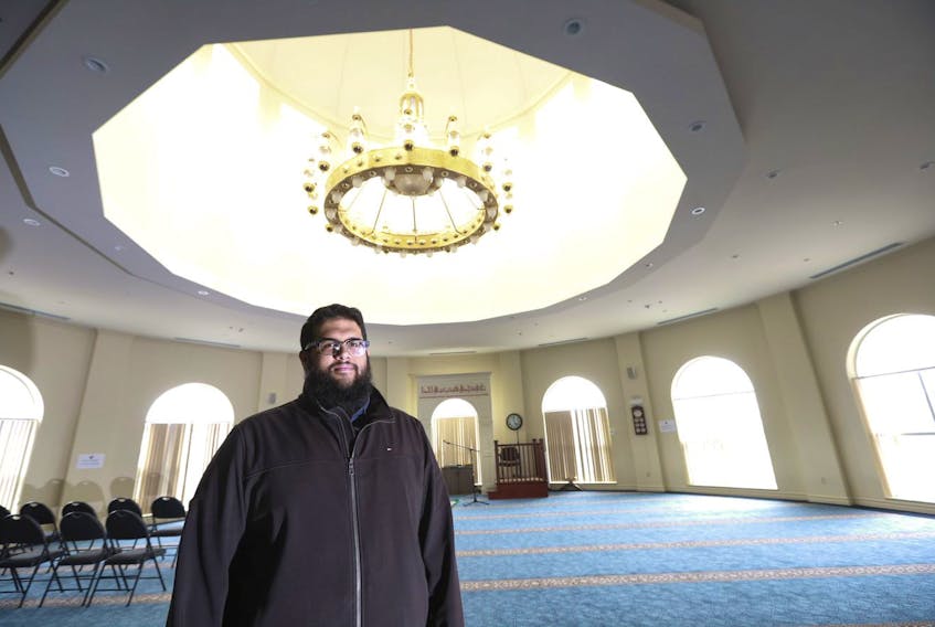Imam Abdallah Yousri in the prayer area of the Ummah Masjid and Community Centre Monday morning, March 30, 2020. Like other places of worship, due to the outbreak of COVID-19, the mosque has had to produce services using online tools.