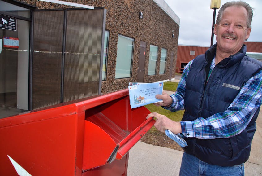 Mike Knocton went to the Antigonish post office Sunday, Dec. 15, 2019 to mail some of the more than 100 Christmas letters he wrote to Canadian troops serving overseas.