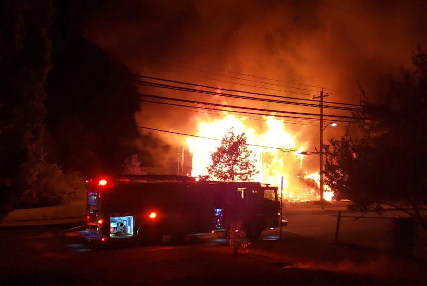 A five-unit apartment building was destroyed by fire in Antigonish on Thursday night.