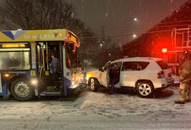 A Halifax Transit bus and SUV slid into each other Tuesday evening on Joseph Howe Drive.