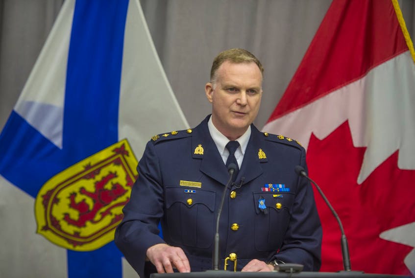 Supt. Darren Campbell answers questions during a press conference at the RCMP headquarters in Dartmouth on Friday, April 24, 2020.