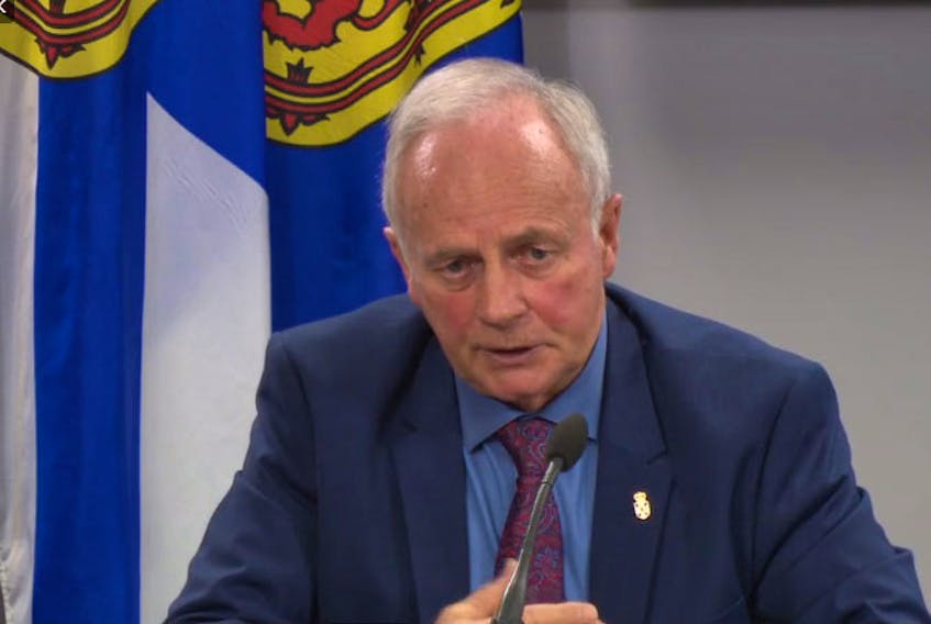 Nova Scotia Health Minister Leo Glavine announces that he won't be running in the next election during a media briefing after a cabinet meeting Thursday, Nov. 26, 2020.