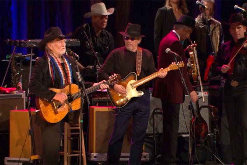 A screengrab from the YouTube video of Willie Nelson and Merle Haggard performing Pancho and Lefty, one of the many versions done of the song by a variety of artists.