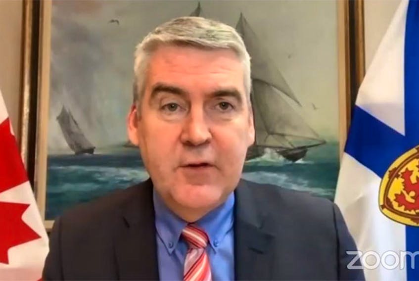 Stephen McNeil participates in a question-and-answer session with the Halifax Chamber of Commerce via Zoom after a farewell address to the business group Wednesday, Jan. 27, 2021.
