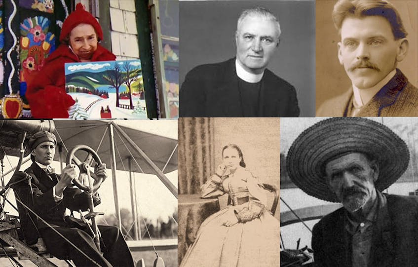 There are some of the Nova Scotians who would make a good candidate for the face of the new $5 bank note, says columnist John DeMont. Clockwise from top left, folk artist Maude Lewis, Cape Breton social reformer Moses Coady, Halifax Explosion hero Vince Coleman, solo globe circumnavigator Joshua Slocum, female ship's captain Bessie Hall and pioneering flyer J.A.D. McCurdy. - AGNS, Coady International Institute, Nova Scotia Museum, New Bedford Whaling Museum, Wikipedia, City of Toronto Archives
